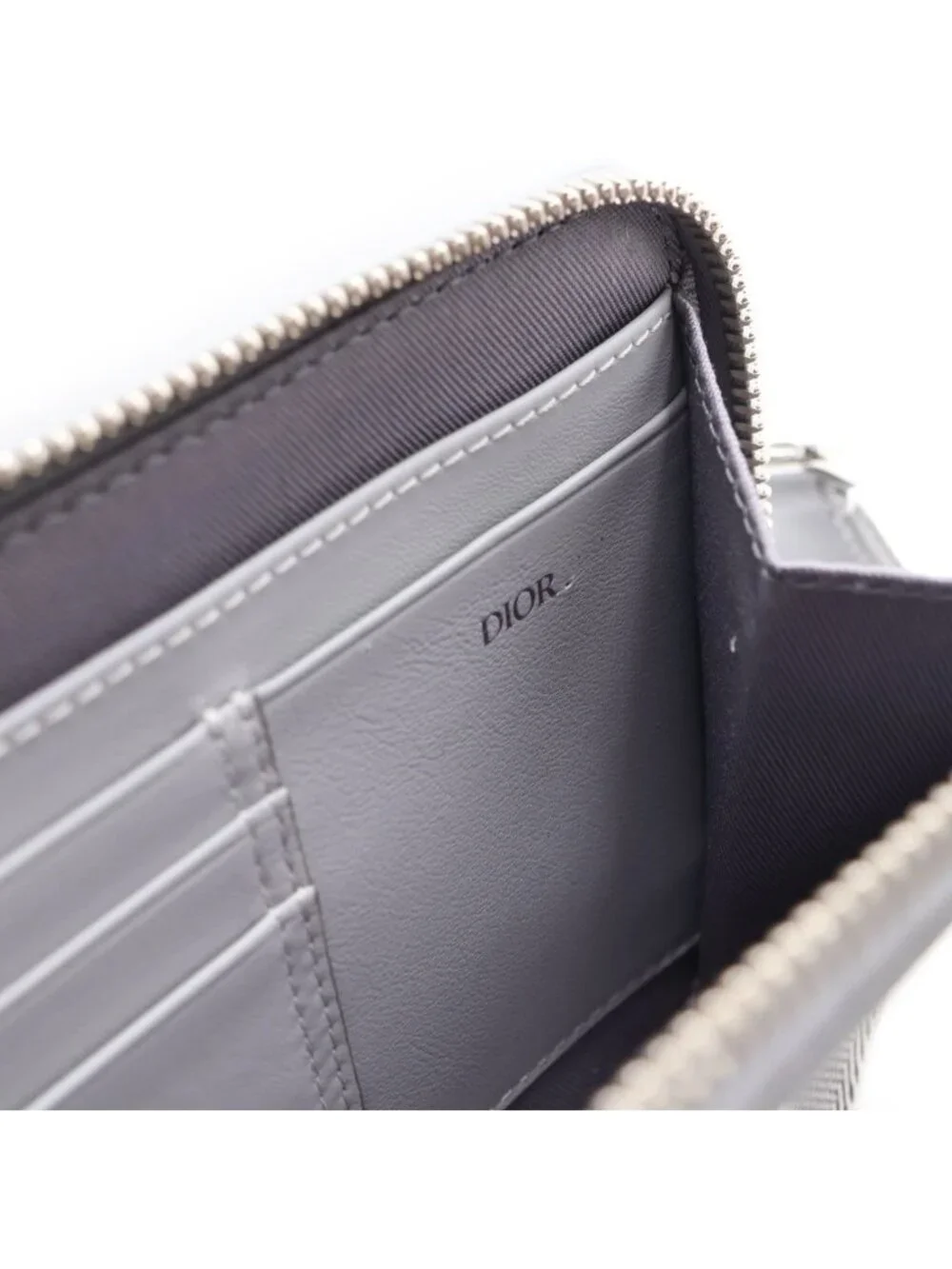 Dior CD Diamond Shoulder Bag Gray Leather Silver